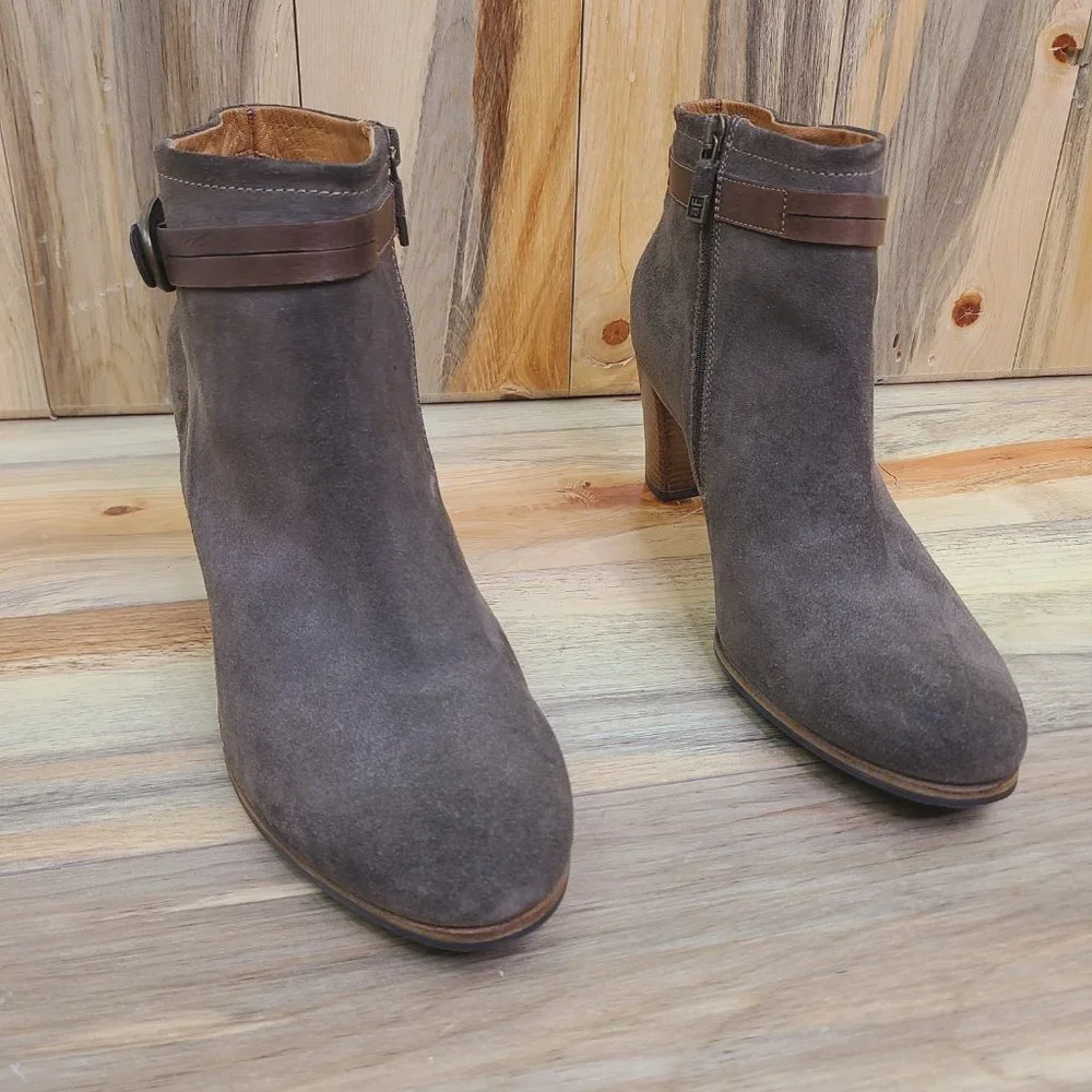 Alberto Fermani Ginosa Antracite Suede Ankle Booties 40.5/Size 9.5